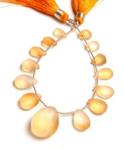 Natural Citrine Gems 8x6 to 20x14 mm Unpolished Pear Shape Beads 5.5" Strand - Picture 1 of 6