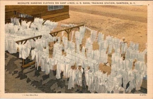 Sampson, New York, Marinestützpunkt, Wash Day, Postkarte, um 1943 #1900 - Bild 1 von 2