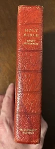 Vintage LDS Mormone Red Water Buffalo Calfskin Leather Holy Bible Missionary Edition - Bild 1 von 16
