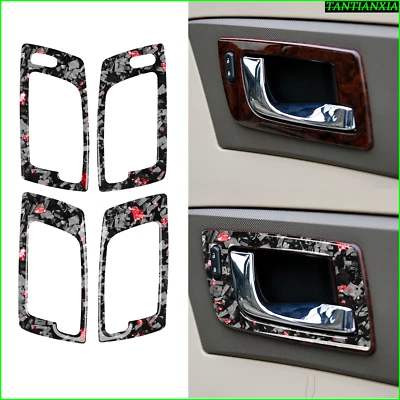 Cubierta de manija de puerta interior de fibra de carbono forjada roja para Cadillac CTS 2003-07 Foto 1 de 4