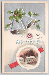 Postcard Happy New Year Greetings Embossed - Picture 1 of 2