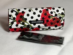 DOLCE GABBANA Sunglass Eyeglass Case Red Carnations Polka Dot w/ D&G Lens Cloth