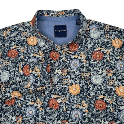 Tommy Bahama Silk Blend Seaside Mosaic Floral Long Sleeve Button Up Shirt XXL - Image 1 of 4