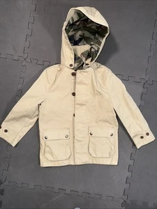Polo Ralph Lauren Hooded Canvas Rain Coat Jacket Tan W/Camo Liner Youth Size 5 - Picture 1 of 8
