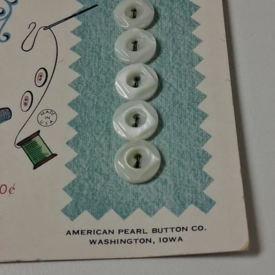 Antique Lady Washington MOP Shell Buttons Card Vintage Sewing Notions 10¢ USA - Image 1 of 4