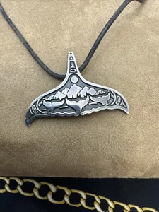 Barry Burger Mag Sterling Wal nehmen Anhänger Halskette Southwestern Schmuck EUC - Bild 1 von 9