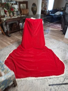 Mantello di Babbo Natale in Velevet rosso anni '30 con bordo in pelliccia di coniglio bianco - Foto 1 di 20