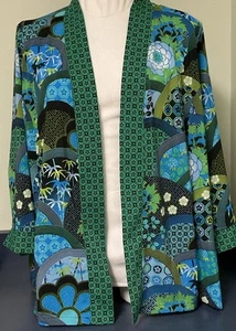 Bob Mackie Wearable Art Lightweight Flowy Abstract Open Cardigan 2X New - Picture 1 of 6