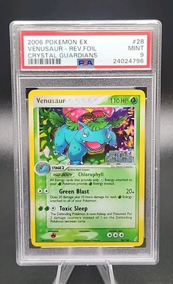 PSA 9 Mint 2006 Pokemon Venusaur Reverse Holo Foil 28/100 EX Crystal Guardians - Image 1 of 2