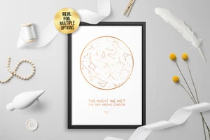 Personalised Custom FOIL STAR MAP, constellation night sky map - Picture 1 of 8
