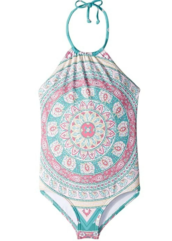 Billabong E3137 Kids Medallion Madness Halter One-piece Seagreen Girl’s Size 12 - Image 1 of 1