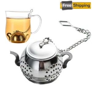 Tea Ball Strainer Stainless Steel Infuser Teapot Shape Loose Leaf Herbal Filter - Picture 1 of 5