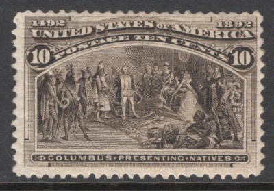 1893 US SC 237 10c Black Brown, Columbus Presenting Natives - MNH VF - Image 1 of 3