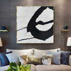 Handmade Modern Abstract Thick Black and White Spray Decorative Canvas