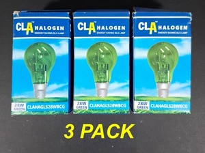 3 x GREEN Coloured Bayonet Festoon Light Globes 28W B22 Halogen Bulbs - Picture 1 of 3