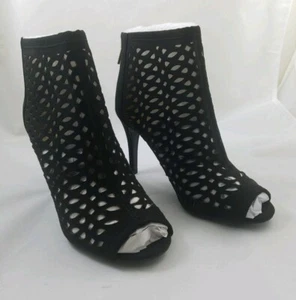 Thalia Sodi Ankle Peep Toe Heels 7.5M Black [K87m] - Picture 1 of 3