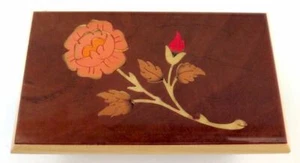 INLAID MUSIC JEWELRY BOX  FLOWER  WALTZ OF THE FLOWERS PASCUALE CAPRA ITALY  - Picture 1 of 12