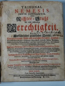 Buch Kirchgessner Tribunal Nemesis juste judicantis Jura Recht Lochnern 1720 - Picture 1 of 7