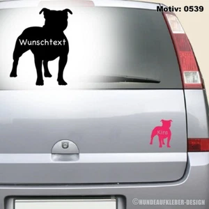 Staffordshire Terrier Autoaufkleber 10cm inkl. Wunschtext / Name Hund Stafford - Bild 1 von 5
