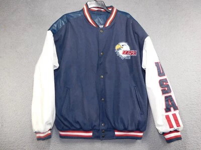 Men's Steve & Barry's Brand Red White & Blue USA Eagle Bomber Jacket Size XL - Image 1 of 4