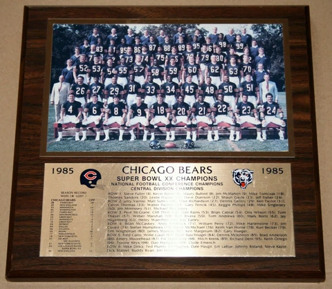 Chicago Bears 1985 Super Bowl XX Champions Photo Wooden Wall Plaque NFL Football Cover