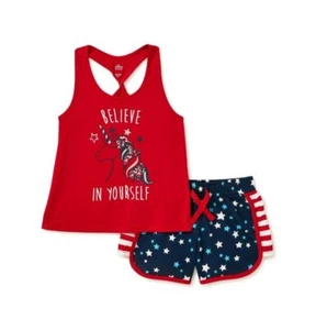 NWT Girls 4th of July SIZES 6-6x, 7-8, 14-16 Outfit Tank Top & Shorts RED STARS - Picture 1 of 3