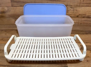 VTG. TUPPERWARE MODULAR MATES STORAGE CONTAINER W/BLUE LID & INSERT #1718 - Picture 1 of 7