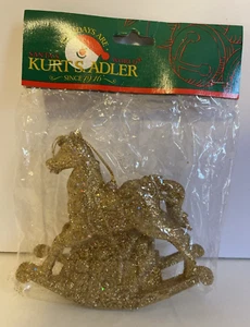 Kurt Adler Brillante Oro Mecedor Caballo Mecedor Adorno de Navidad - Imagen 1 de 7