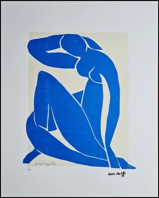 HENRI MATISSE *Blue Nude*50x 40 cm*signed lithograph*Kunstdruck*limited # 10/200 - Bild 1 von 4