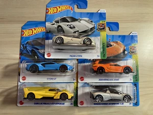 Hot wheels new x 5 Exotic Supercars Pagani Utopia Cadillac Ford GT Koenigsegg - Picture 1 of 7