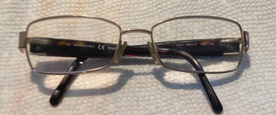 Fendi Gold Rectangular Eyeglasses Amber Studded Temples Italy F782R 54 17 135 - Image 1 of 3