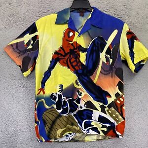 Vintage Spiderman Button Up Shirt Mens Medium Marvel Comic Y2K 2000s Deadstock