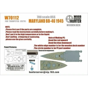 Hunter W70112 1/700 Wood Deck MARYLAND BB-46 1945 FOR TRUMPETER 05770 - Picture 1 of 2