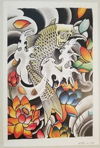 Koi Fisch Druck signiert von Ami James Tattoo Design Kunstdruck #897 - Bild 1 von 1