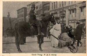 Police Comic GOOD THING PUSH IT ALONG Girls in Wheel barrel Vintage Postcard - Picture 1 of 2