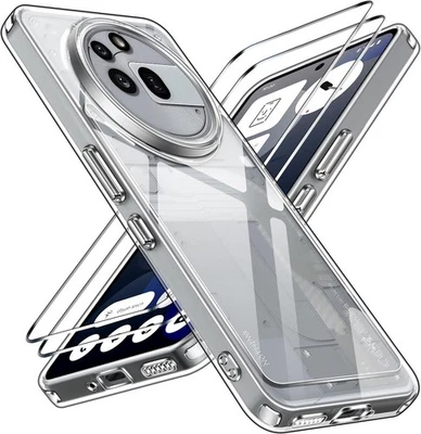 LONFEID Klar Hülle + Displayglas für Nothing Phone 3a Pro Panzerfolie Glas 9H Full Cover