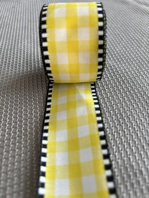 Cinta de borde con cable amarillo y blanco a cuadros borde punteado de 5 yardas - 1,5" Foto 1 de 3