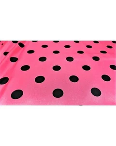 Tessuto raso carnevale stampato fondo rosa pois neri alto 150 cm 3250 - Imagen 1 de 2