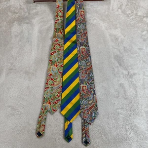 VTG Set Of 3 J.Crew Pointed Necktie Mens OS Multicolor Preowned Paisley Striped - Picture 1 of 4