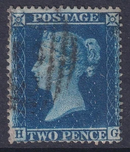 QV 2d Azul, 1858, SG36a. Corona grande, Perf 16. HG. Cat £325. - Imagen 1 de 2