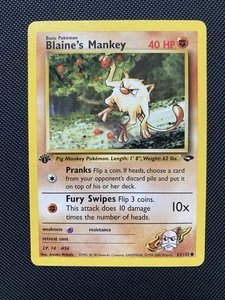 1st Edition Blaine's Mankey 63/132 - Gym Challenge - Common - Pokemon - NM - Picture 1 of 2