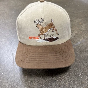 Vintage STIHL Running Whitetail Deer Embroidered Snapback Cap Hat USA Made 2004 - Picture 1 of 9