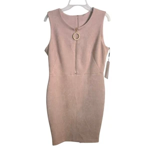 Vestido Calvin Klein Sin Mangas Imitación Gamuza Funda Dorado Cremallera Talla 12 Nuevo con Etiquetas $134 - Imagen 1 de 9