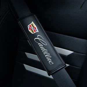 2PC Car Accessories Seat Belt Covers Shoulder Pads Leather For Cadillac - Foto 1 di 5