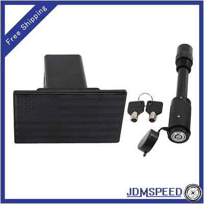 Cubierta de enganche de remolque de metal con bandera americana pesada negra para receptores de 2 pulgadas NUEVO Foto 1 de 4