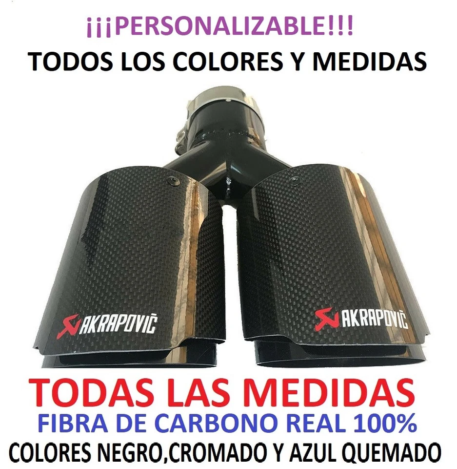 Akrapovic coche escape doble en y TODAS LAS MEDIDAS CARBONO REAL MATE Y BRILLO - Image 1 of 1