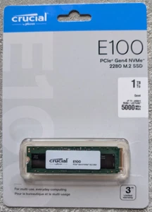 Internal SSD 1TB CRUCIAL E100 M.2 PCIe4.0 NVMe Solid State Drive Laptop/Computer - Imagen 1 de 2