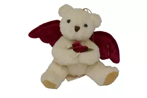 Russ Berrie Angel Teddy Bear Plush with Rose & Wings Ornament - Picture 1 of 8