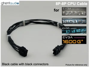 π24" Black CPU 8P Cable for EVGA SuperNOVA: G+, G2, G3, G5, GM, P2, T2 - Afbeelding 1 van 1