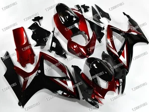 For 06-07 GSXR600/750 Candy Red Black ABS Injection Mold Bodywork Fairing Kit - Picture 1 of 9